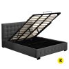 Allendale Gas Lift Bed Frame Fabric Base Mattress Storage King Size Dark Grey