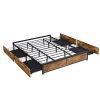 Metal Bed Frame Mattress Base Platform Wooden 4 Drawers King Rustic