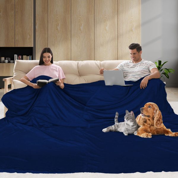 3x3M Large Oversized Blanket Throw Faux Fur Fleece Bed Warm Rug Sofa Navy