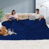 3x3M Large Oversized Blanket Throw Faux Fur Fleece Bed Warm Rug Sofa Navy