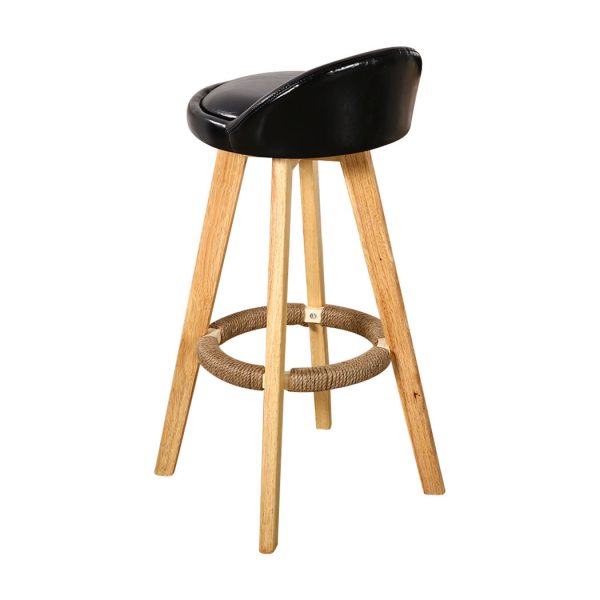 2x Leather Swivel Bar Stool Kitchen Stool Dining Chair Barstools Black
