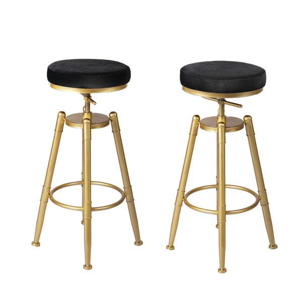 2x Bar Stools Kitchen Stool Chair Swivel Barstools Velvet Padded Seat