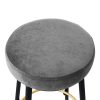 2x Bar Stools Barstools Velvet Kitchen Counter Dining Chairs Padded Grey