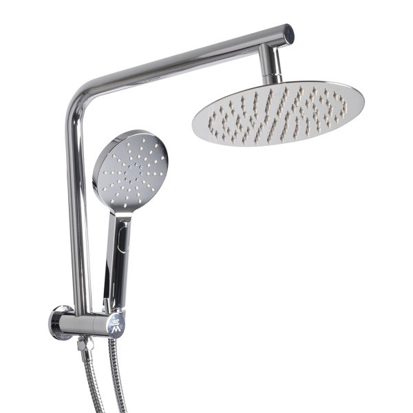 Rain Shower Head Set Silver Round Brass Taps Mixer Handheld High Pressure 10″