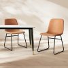 2x Dining Chairs Kitchen Table Chair Lounge Room Retro Padded Seat PU