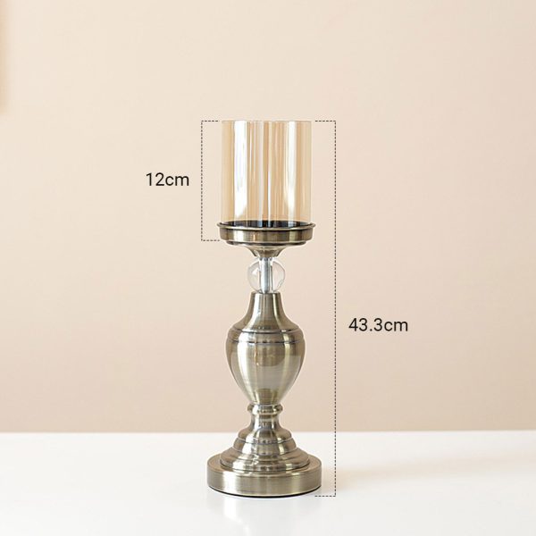 43.3cm Glass Candlestick Candle Holder Stand Pillar Glass/Iron Metal