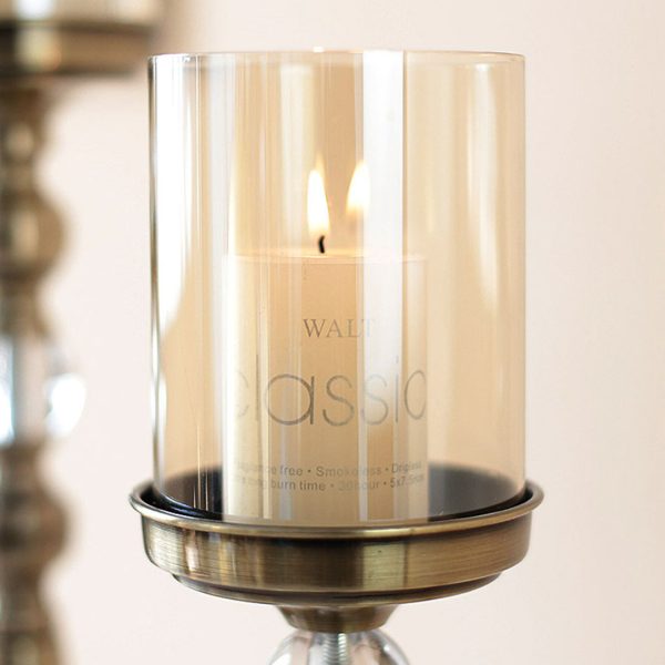 43.3cm Glass Candlestick Candle Holder Stand Pillar Glass/Iron Metal