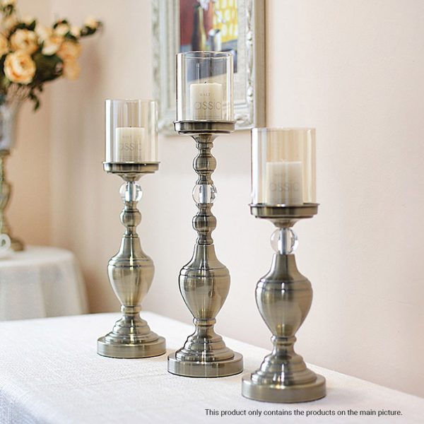49.5cm Glass Candlestick Candle Holder Stand Pillar Glass/Iron Metal