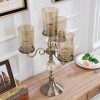 58cm 4-Slots Glass Candlestick Candle Holder Stand Pillar Glass/Iron Metal