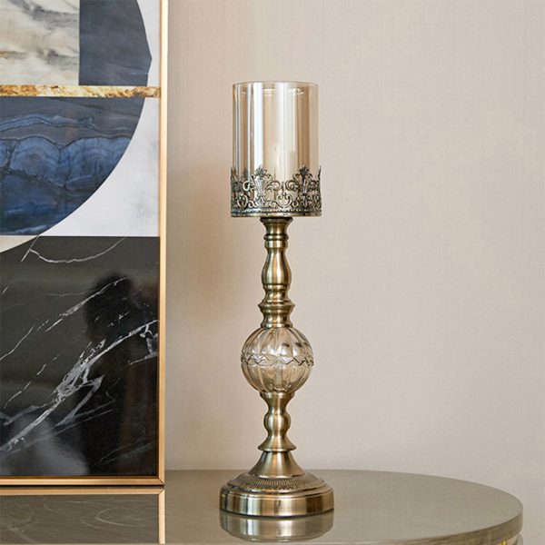 48cm Glass Candle Holder Candle Stand Glass/Metal