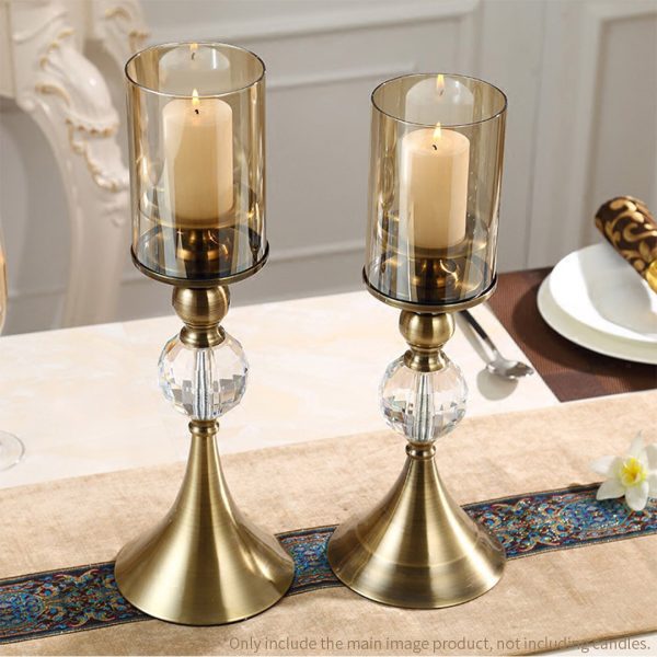 37cm Glass Candle Holder Candle Stand Glass Metal with Candle