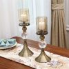 2X 43cm Glass Candle Holder Candle Stand Glass/Metal