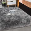 Floor Rugs Sheepskin Shaggy Rug Area Carpet Bedroom Living Room Mat 80X150 Grey