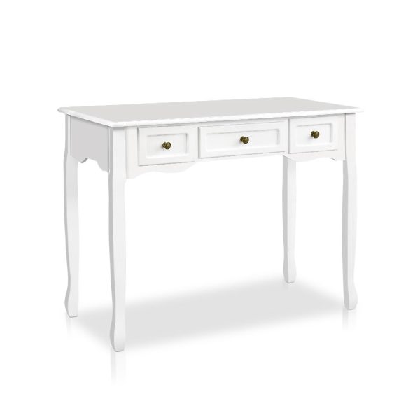 Console Table 3 Drawers White Hamptons