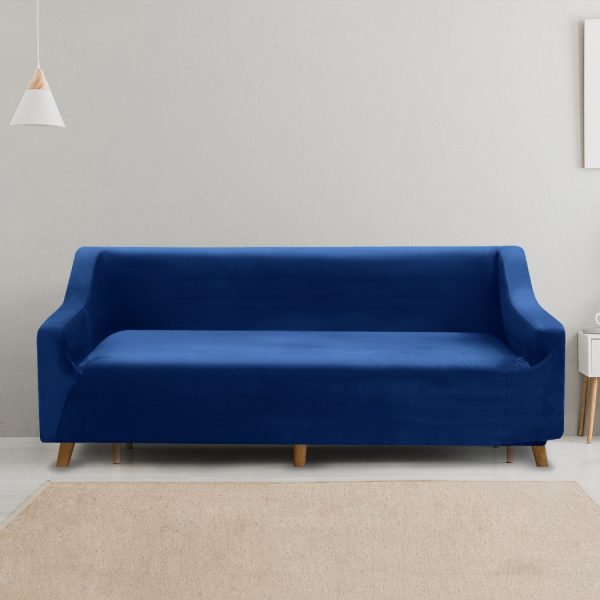 Sofa Cover Couch High Stretch Super Soft Plush Protector Slipcover 4 Seater Navy