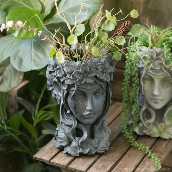 Resin Black Creative Goddess Head Statue Planter Bonsai Flower Succulent Pot Decor