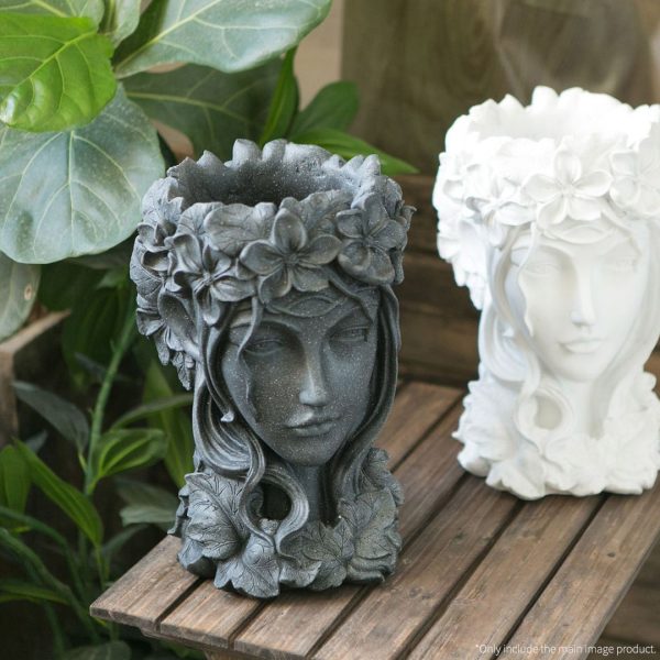 2X Resin Black Creative Goddess Head Statue Planter Bonsai Flower Succulent Pot Decor