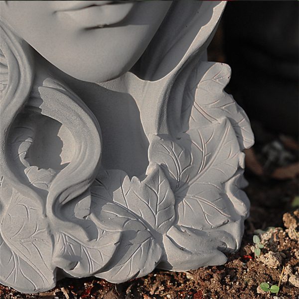 Resin Grey Creative Goddess Head Statue Planter Bonsai Flower Succulent Pot Decor