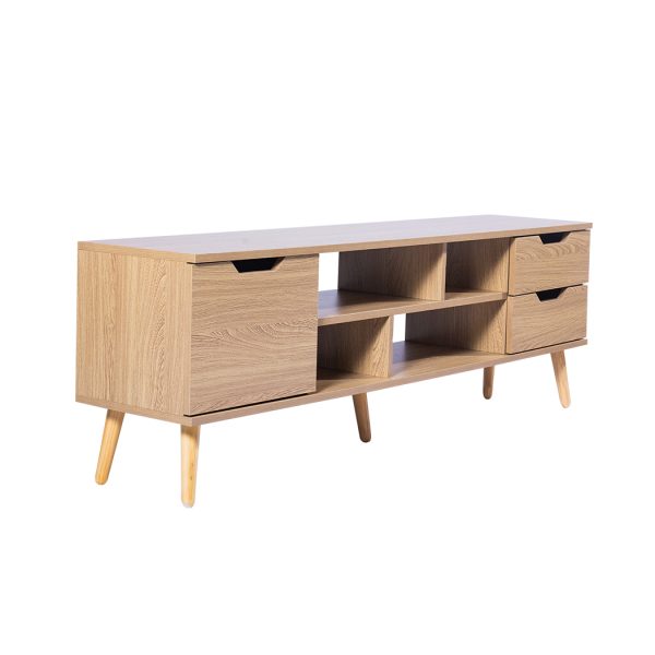Wednesfield TV Cabinet Entertainment Unit Stand Storage Drawer Wooden Shelf Oak 140cm