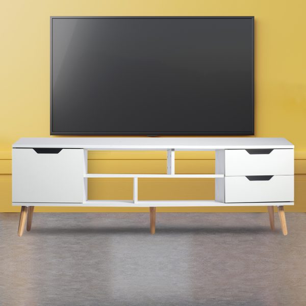 Wednesfield TV Cabinet Entertainment Unit Stand Storage Drawers Wooden Shelf White