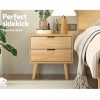 Bedside Table Drawers Nightstand Side End Table Storage Cabinet Pine MAJD