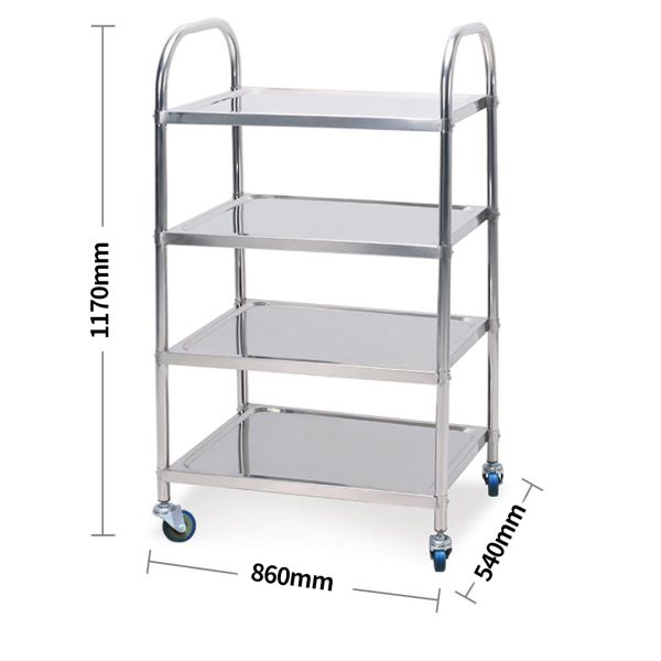 4 Tier 860x540x1170 Stainless Steel Kitchen Dining Food Cart Trolley Utility