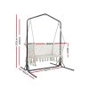 Double Swing Hammock Chair with Stand Macrame Outdoor Bench Seat Chairs – Cream