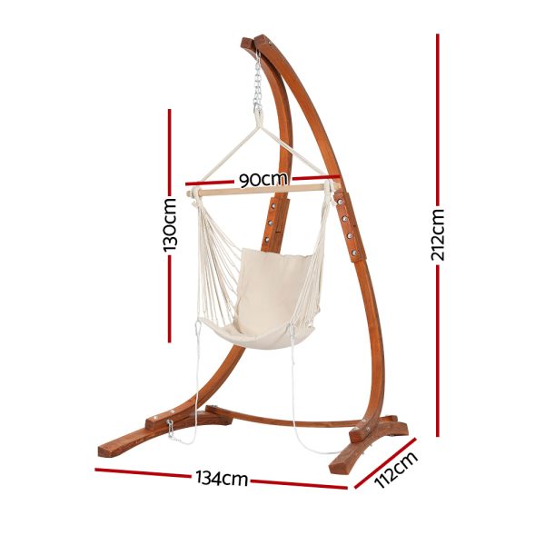 Wooden Hammock Chair with Stand Outdoor Lounger Camping Hammock Timber