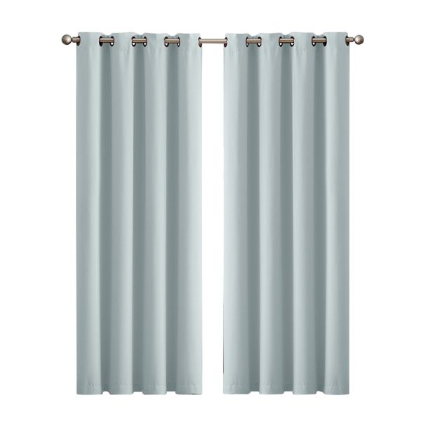 2x Blockout Curtains Panels 3 Layers Eyelet Room Darkening 132x213cm Green