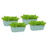 49.5cm Black Rectangular Planter Vegetable Herb Flower Outdoor Plastic Box with Holder Balcony Garden Decor Set of 2