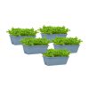 49.5cm Black Rectangular Planter Vegetable Herb Flower Outdoor Plastic Box with Holder Balcony Garden Decor Set of 2