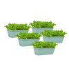 49.5cm Black Rectangular Planter Vegetable Herb Flower Outdoor Plastic Box with Holder Balcony Garden Decor Set of 2