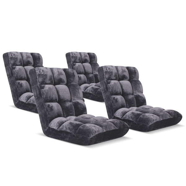 Floor Recliner Folding Lounge Sofa Futon Couch Folding Chair Cushion Blue x4