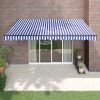 Retractable Awning Blue and White 3×2.5 m Fabric and Aluminium