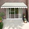 Retractable Awning Blue and White 3×2.5 m Fabric and Aluminium