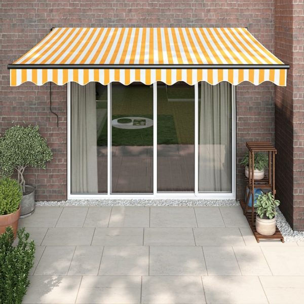 Retractable Awning Blue and White 3×2.5 m Fabric and Aluminium