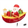 Christmas Inflatable Santa Clau Boat 2.1M Xmas Outdoor Decor LED Lights