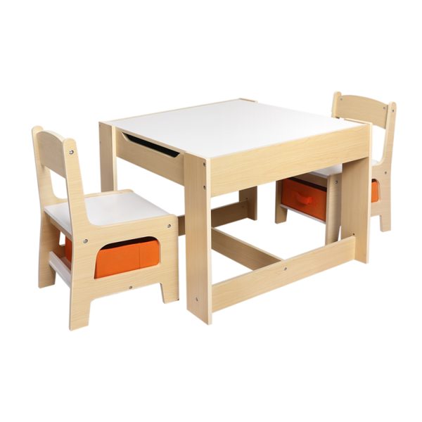 Kids Table and Chairs Set Storage Box Toys Play Desk Wooden Study