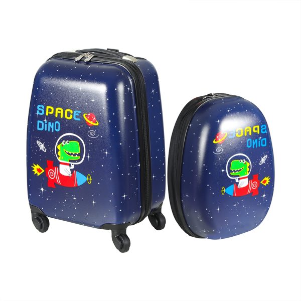 16”13” 2PCS Kids Luggage Set Travel Suitcase Child Space Dino Backpack