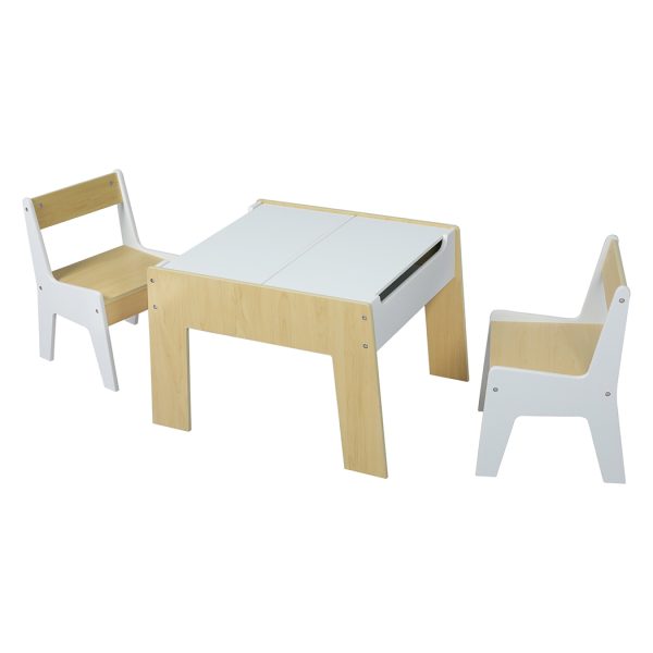 Kids Table And Chairs Building Blocks Set Toy Play Desk Study Wooden 3PCS
