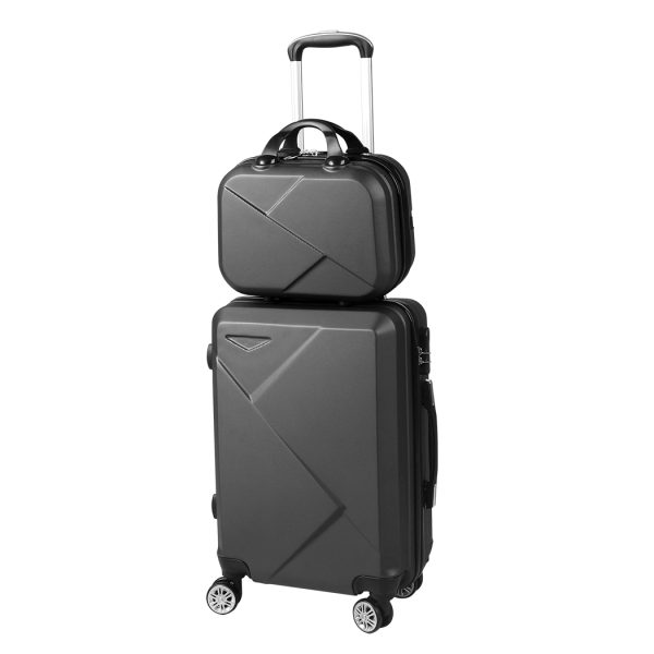 2pcs 20″ Travel Luggage Set Baggage Carry On Suitcase Bag Dark Grey