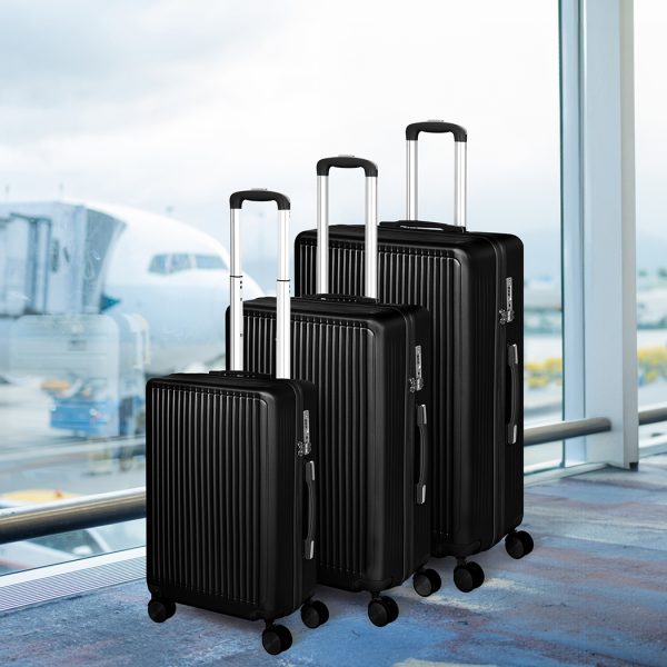 Luggage Suitcase Trolley Set Travel Lightweight 3pc 20″+24″+28″ Black