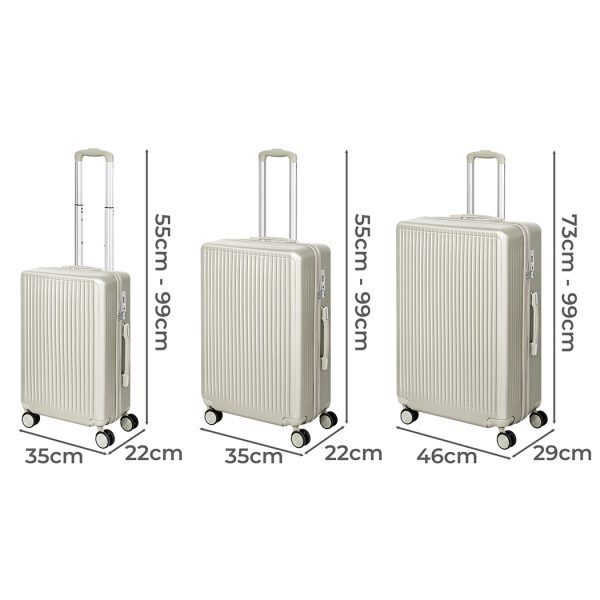 Luggage Suitcase Trolley Set Travel Lightweight 3pc 20″+24″+28″ White