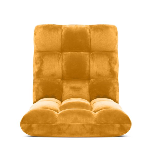 Floor Recliner Folding Lounge Sofa Futon Couch Folding Chair Cushion Apricot x2
