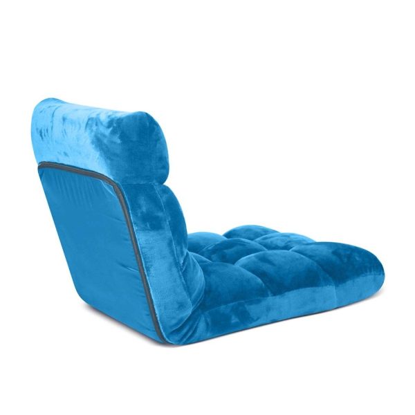 Floor Recliner Folding Lounge Sofa Futon Couch Folding Chair Cushion Blue x2