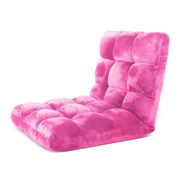 Floor Recliner Folding Lounge Sofa Futon Couch Folding Chair Cushion Light Pink