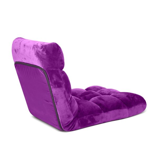 Floor Recliner Folding Lounge Sofa Futon Couch Folding Chair Cushion Purple