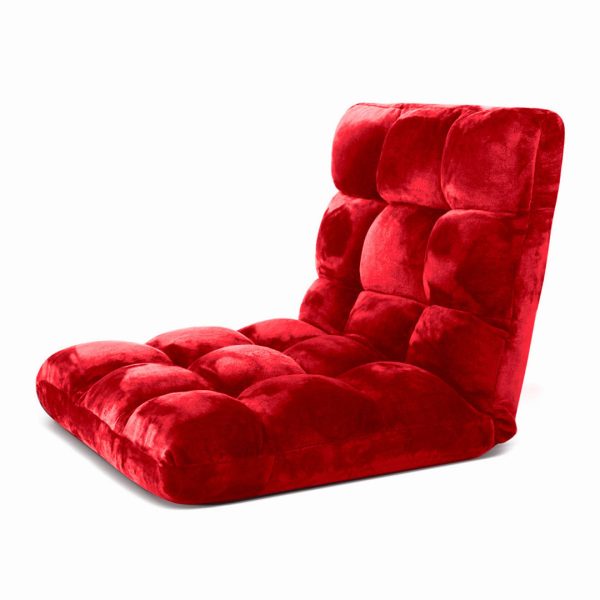 Floor Recliner Folding Lounge Sofa Futon Couch Folding Chair Cushion Red x4