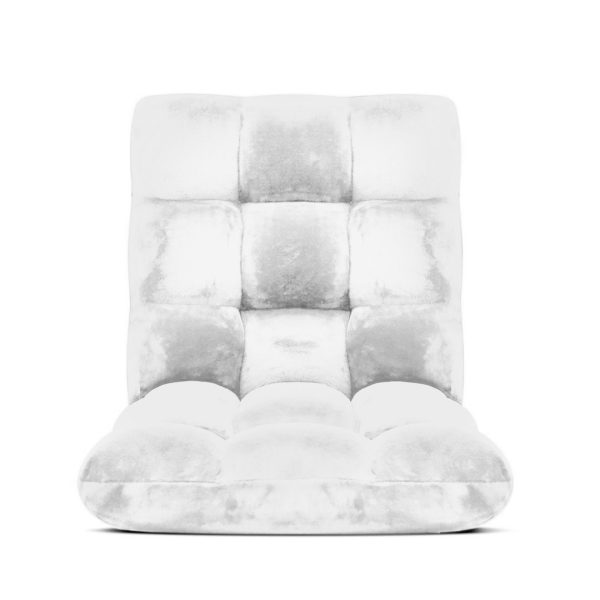 Floor Recliner Folding Lounge Sofa Futon Couch Folding Chair Cushion White x2