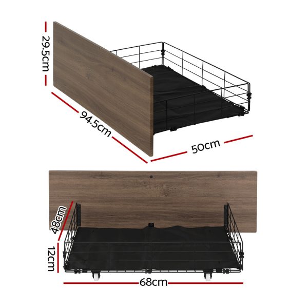 2x Bed Frame Storage Drawers Trundle Black